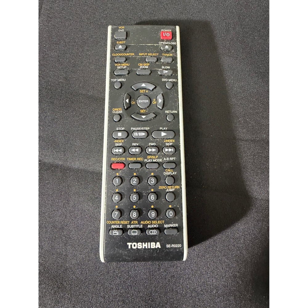 Toshiba Remote Control SE-R0220 Black OS Excellent DVD VCR Combo Replacement